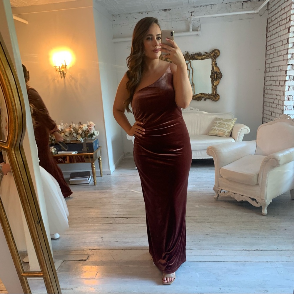 Revelry Jade velvet bridesmaid dress - Terracotta - WORN ONCE